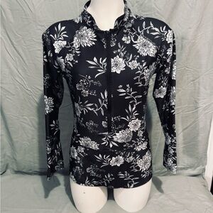 Floral Black and White Women's Swim One Piece Size XXL